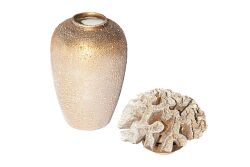 LIKA MERCAN KAPAKLI VAZO 20X38 CM KREM-GOLD ESKİTME - 2