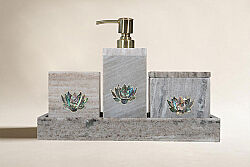 LOTUS MERMER BANYO SETİ - 4 PARÇA -LOTUS-BEJ- HSH-01 - KERVAN