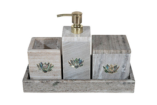 LOTUS MERMER BANYO SETİ - 4 PARÇA -LOTUS-BEJ- HSH-01 - 4