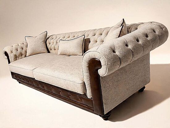 LUCA DORTLU KOLTUK CHESTER KAPITONELI BEJ 100x275x80cm (COSMIC B 21541-04) - 2
