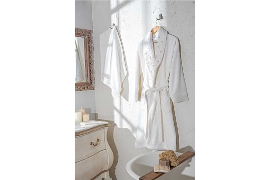 LUİZA İKİLİ BORNOZ SET KREM - 1