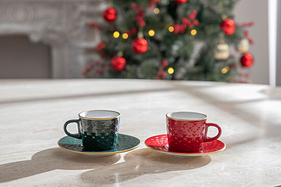 MALTA 2 Lİ FİNCAN TAKIMI (4 PRÇ) KIRMIZI-YEŞİL 95 ml - 3