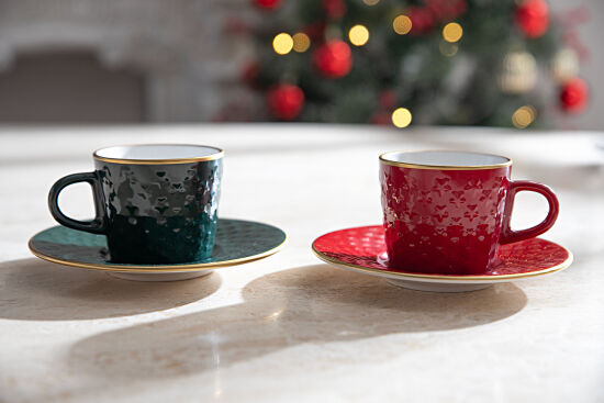 MALTA 2 Lİ FİNCAN TAKIMI (4 PRÇ) KIRMIZI-YEŞİL 95 ml - 2