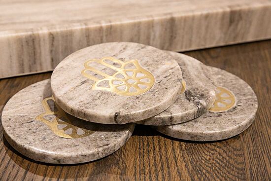 MARBLE 4 LU BARDAK ALTLIGI 10x10cm BEJ (AH-13078)