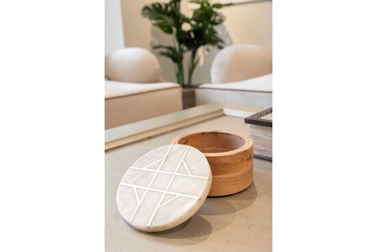 MARBLE DEKORATIF KUTU 13x13x8cm BEJ (1H-13093)