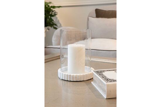 MARBLE MUMLUK 15x15x19cm BEYAZ (AH-13068)