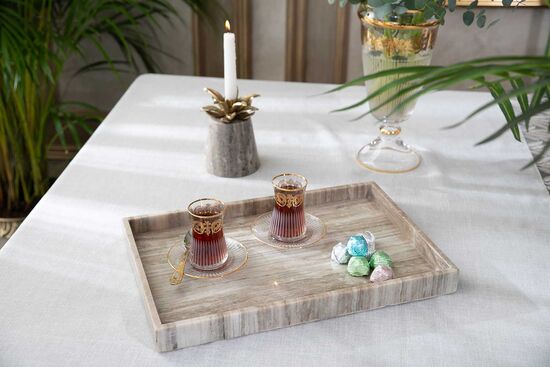 MARBLE TEPSI 30x46x4cm BEJ (AH-13046)