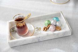 MARBLE TEPSI -SEDEF DETAYLI -30x15x4cm BEYAZ (AH-13090) - Thumbnail