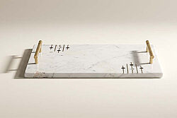 MARBLE TEPSI -SEDEF DETAYLI -38x23x4cm BEYAZ (AH-13074) - TEPSİ
