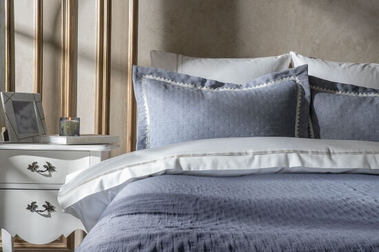 MARİSSA PİKE - YATAK ÖRTÜSÜ 240x250 3 PRC MAVİ - 1