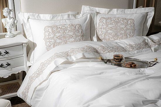 MASSİ NEVRESİM TAKIMI 260X240 KING SIZE 6 PRC KREM-TAŞ - 2