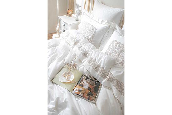 MASSİ NEVRESİM TAKIMI 260X240 KING SIZE 6 PRC KREM-TAŞ - 7