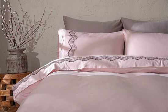 MELİS NEVRESİM TAKIMI 200X220 CK 6 PRC PUDRA-GRİ - 1