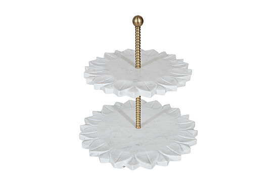 MERMER 2 KATLI KEK STANDI-ALTIN ÇUBUKLU -BEYAZ-30X30X32 CM CPN-HSH-02 - 4