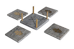 MERMER BARDAK ALTLIĞI SETİ-4 ADET -BEJ-10X10X12.75 CM CSN-HSH-01 - 5