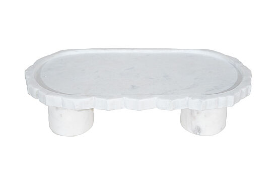 MERMER DEKORATİF AYAKLI TEPSİ -BEYAZ - 30X15X8 CM TRN-HSH-01 - 2