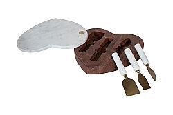 MERMER KALPLİ PEYNİR BIÇAK SETİ - ALTIN KAPLAMA /BEYAZ MERMER- KUTULU 30X30X5 CM CUTN-518B - 5