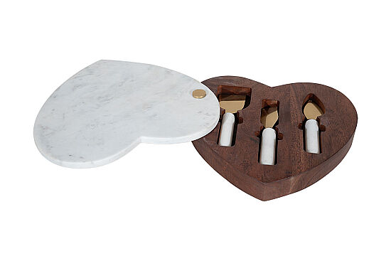 MERMER KALPLİ PEYNİR BIÇAK SETİ - ALTIN KAPLAMA /BEYAZ MERMER- KUTULU 30X30X5 CM CUTN-518B - 4
