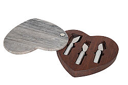 MERMER KALPLİ PEYNİR BIÇAK SETİ- NİKEL KAPLAMA / BEJ MERMER- KUTULU 30X30X5 CM CUTN-518A - 4