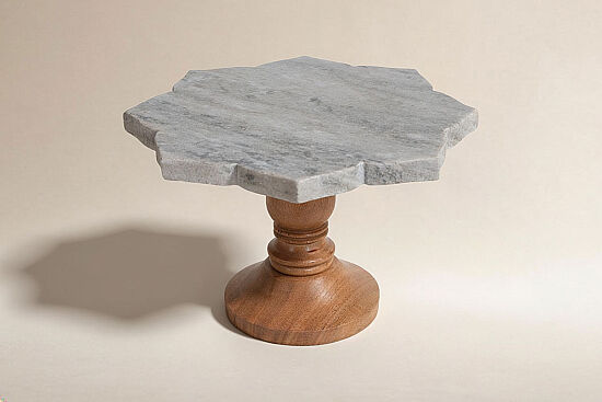 MERMER KEK STANDI -AHŞAP AYAKLI -BEJ-25X25X12 CM CPN-597A - 1