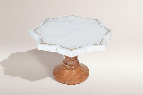 MERMER KEK STANDI - AHŞAP AYAKLI--BEYAZ - 25X25X12 CM CPN-597 - 1