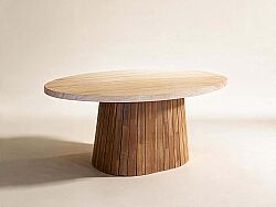 MERMER OVAL YEMEK MASASI KREM 200x110x75cm (#MKT16) - 2