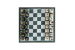MERMER SATRANÇ SETİ - MERMER OYUN TAŞLARI -BEYAZ/K.YEŞİL MERMER - 35.56X35.56X7.5 CM HDN-1055 - 3