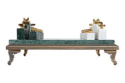 MERMER SATRANÇ SETİ - MERMER OYUN TAŞLARI -BEYAZ/K.YEŞİL MERMER - 35.56X35.56X7.5 CM HDN-1055 - 4