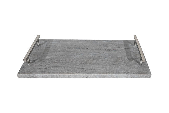MERMER SERVİS TEPSİSİ -METAL KULPLU -BEJ-38X20X4.5 CM TRN-HSH-04 - 3