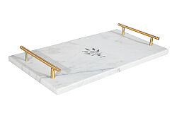 MERMER SERVİS TEPSİSİ - METAL KULPLU-BEYAZ- 38X20X4.5 CM TRN-HSH-03 - 3