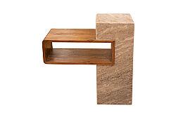 MERMER TV UNİTESİ -AHŞAP&BEJ MERMER - 63.5X25.5X63.5 CM TAB-HSH-096 - 2