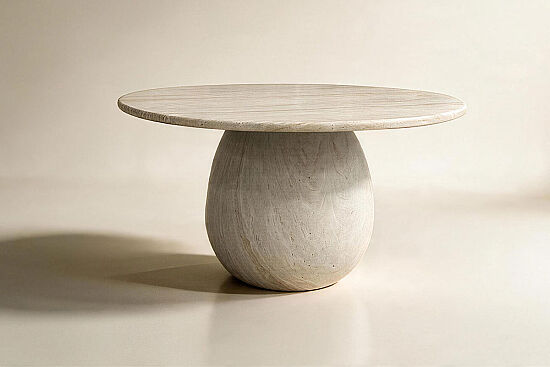 MERMER YUVARLAK YEMEK MASASI KREM 135x135x76cm (#MKT16) - 1