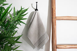SERİSONU HAVLU BORNOZ - MOTİF DESEN BORDÜRLÜ HAVLU 30X50cm TAŞ