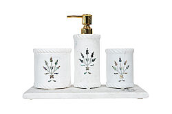MUGHAL MERMER BANYO SETİ - 4 PARÇA -SHELL-BEYAZ- HSH-02 - 2