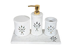 MUGHAL MERMER BANYO SETİ - 4 PARÇA -SHELL-BEYAZ- HSH-02 - 4
