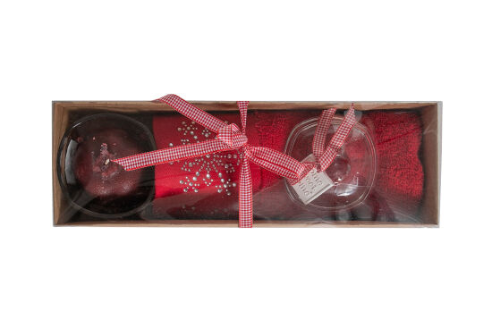 NAR MUMLUK/BÜYÜK KARTANESİ TAŞLI HAVLU 45x70 cm KUTULU SET KIRMIZI - 3