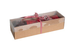 NAR MUMLUK/KÜÇÜK KARTANESİ TAŞLI HAVLU 45x70 cm KUTULU SET KIRMIZI - 2