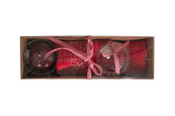 NAR MUMLUK/KÜÇÜK KARTANESİ TAŞLI HAVLU 45x70 cm KUTULU SET KIRMIZI - 3