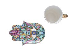 NAZAR BONCUK & FATMA ANA ELİ TEMALI TEKLİ FİNCAN SETİ ( 2 PRÇ. )-220 Cc-QK029 - 3