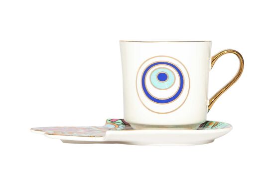 NAZAR BONCUK & FATMA ANA ELİ TEMALI TEKLİ FİNCAN SETİ ( 2 PRÇ. )-220 Cc-QK029 - 1