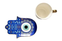 NAZAR BONCUK & FATMA ANA ELİ TEMALI TEKLİ FİNCAN SETİ ( 2 PRÇ. )-220 Cc-QK051 - 3