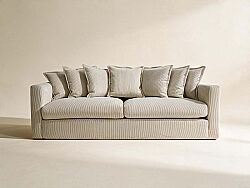 NOİR ÜÇLÜ KOLTUK BEJ-KAHVE 95x255x70cm (ENTO 24459-01) - KERVAN