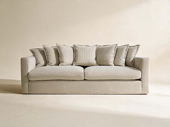 NOİR ÜÇLÜ KOLTUK BEJ-KAHVE 95x255x70cm (ENTO 24459-01) - 1