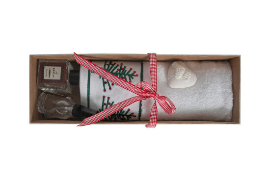 ODA KOKUSU/ÇAM AĞACI NAKIŞLI HAVLU 45x70 cm KUTULU SET BEYAZ - 4