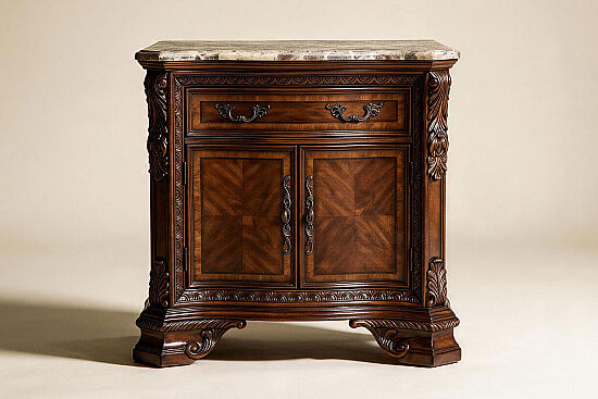 OLD WORLD KOMODİN MERMERLİ 45x81x81cm 143142-2606 - 1