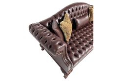 OLDWORLD ÜÇLÜ KOLTUK CHESTER KAHVE 100x250x95cm (SANTANA-11) - 3