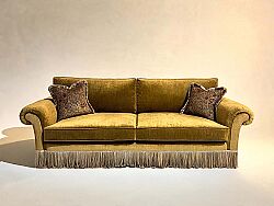 OLDWORLD ÜÇLÜ KOLTUK KAHVE PÜSKÜLLÜ 100x250x80cm - KERVAN