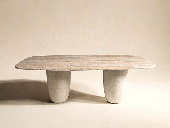 OLİVE YEMEK MASASI BEJ MERMER 110x240x76cm DT239126_BGL - 1