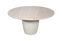 OLİVE YUVARLAK YEMEK MASASI BEJ MERMER 150x150x76cm DT239127_BGL - KERVAN