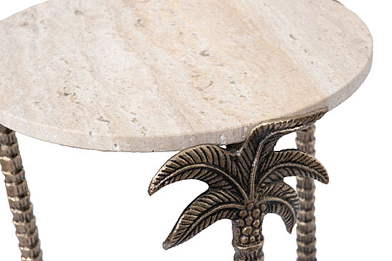 PALM YAN SEHPA ÜST TRAVERTEN ANTİK ALTIN 40X40X60 CM 45854 - 3